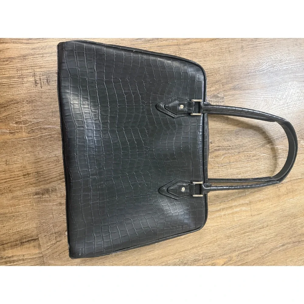 Mobile Edge Black Faux Croc Laptop Tote Bag Briefcase‎ Professional Handbag